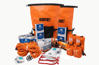 ReadySet Family Set 72-hour emergency kit contents laid out for four people